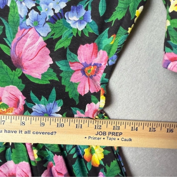 Expo Vintage Women's 80's Puff Sleeve Floral Cotton Blend Lace Collar Dress 10 - Picture 12 of 16